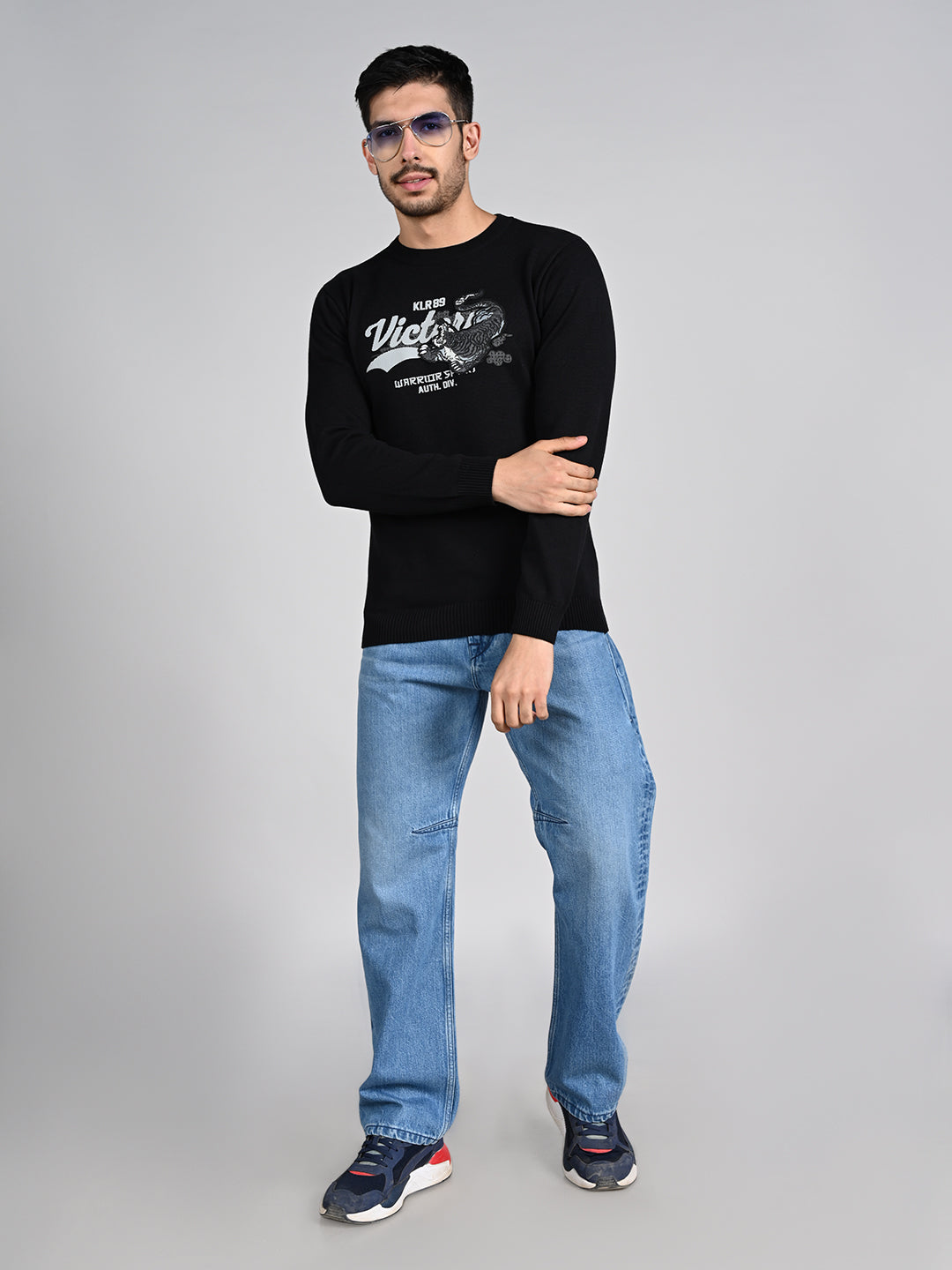 Killer Men Black Printed Flat Knits