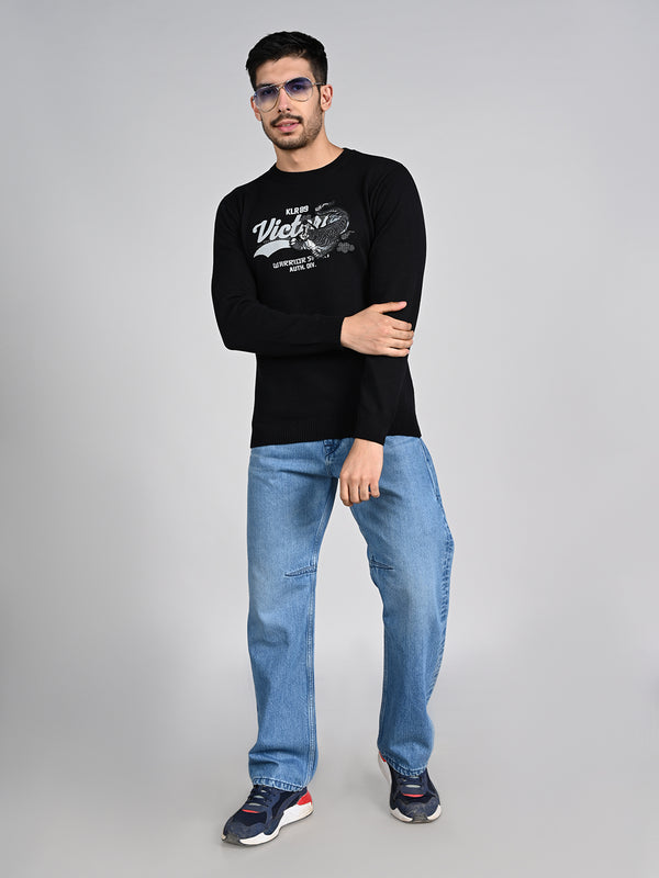 Killer Men Black Printed Flat Knits