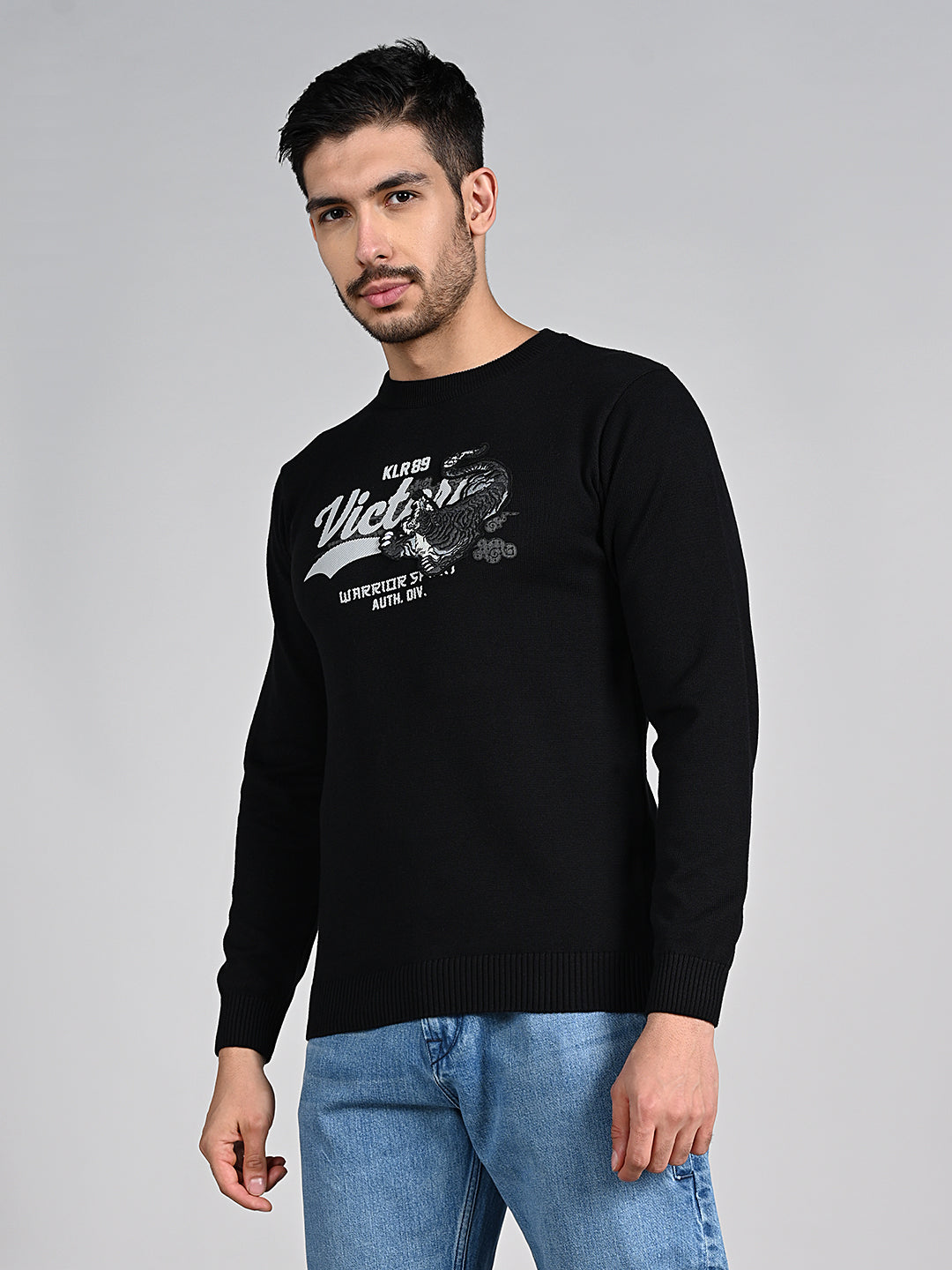 Killer Men Black Printed Flat Knits