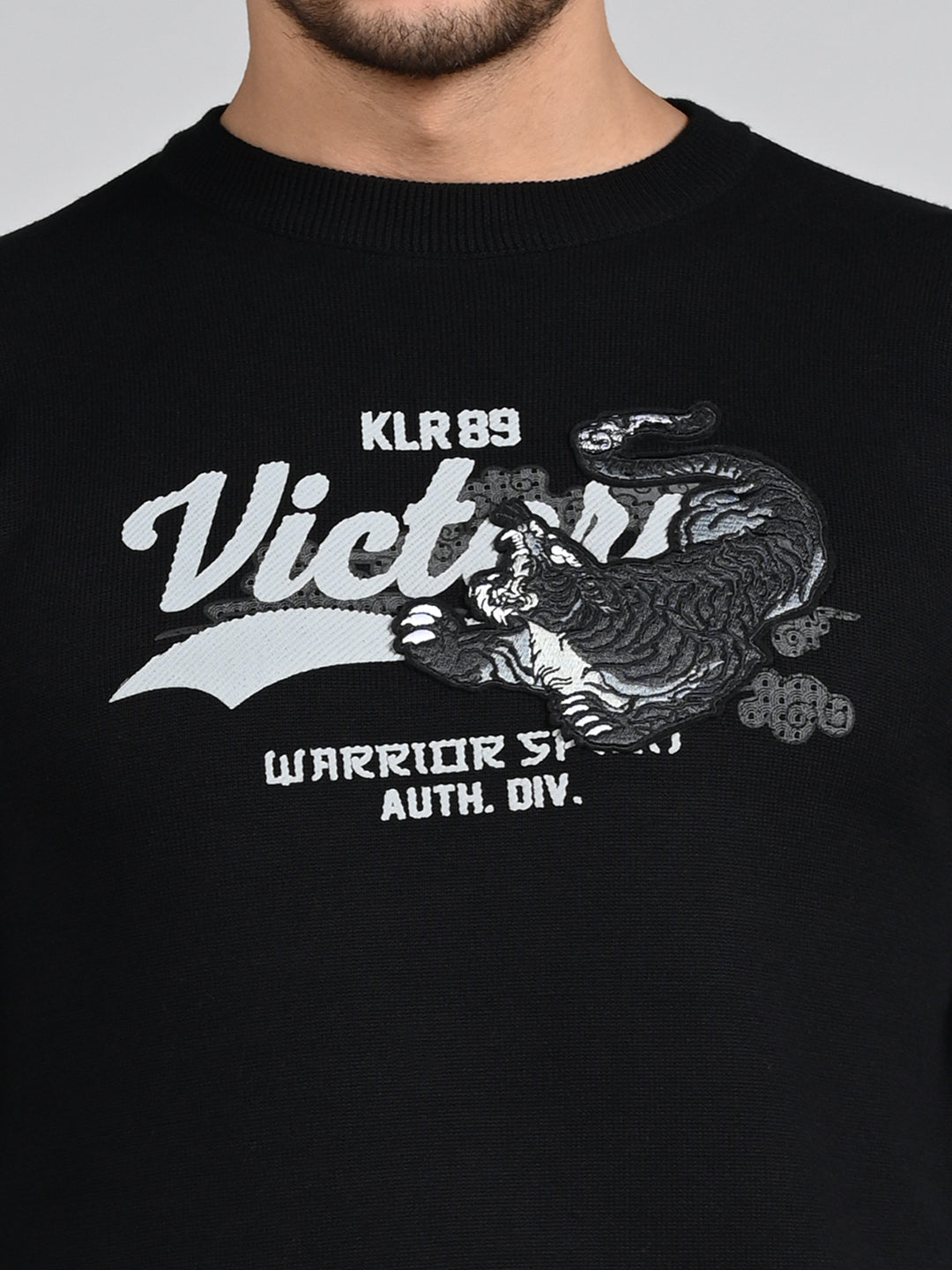 Killer Men Black Printed Flat Knits
