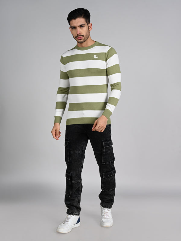 Killer Men Light Green Striped Flat Knits