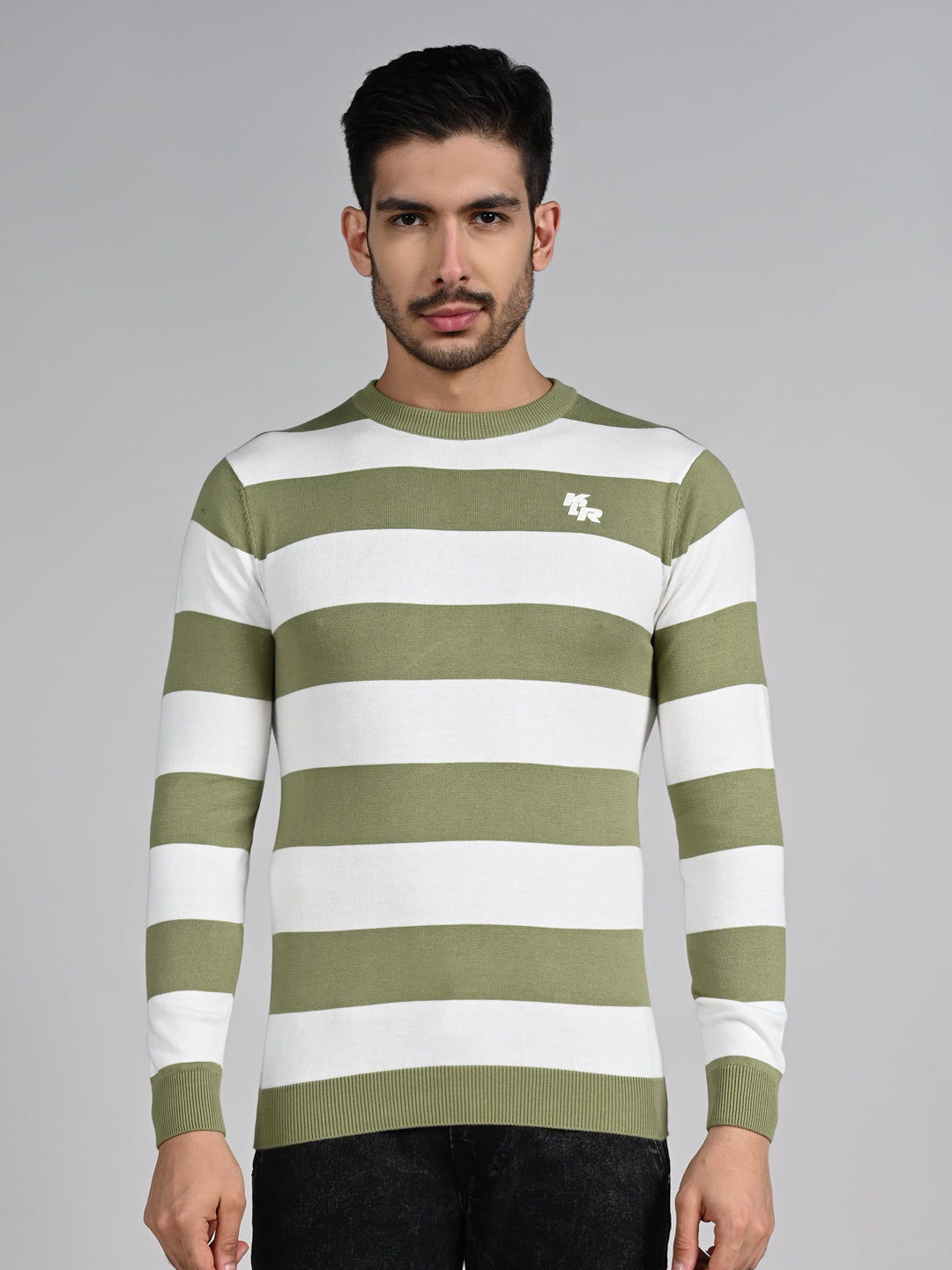 Killer Men Light Green Striped Flat Knits
