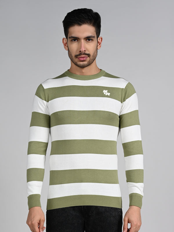 Killer Men Light Green Striped Flat Knits