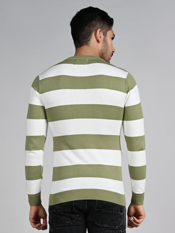 Killer Men Light Green Striped Flat Knits