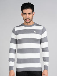 Killer Men Light Grey Striped Flat Knits