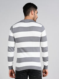 Killer Men Light Grey Striped Flat Knits