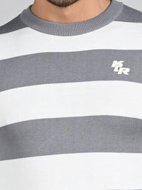 Killer Men Light Grey Striped Flat Knits