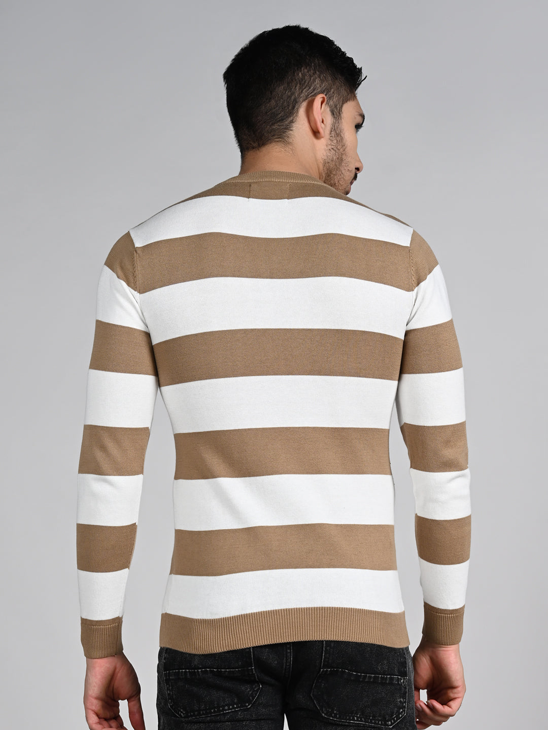 Killer Men Beige Striped Flat Knits