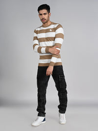 Killer Men Beige Striped Flat Knits