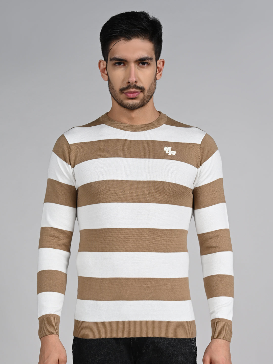 Killer Men Beige Striped Flat Knits