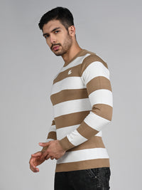 Killer Men Beige Striped Flat Knits