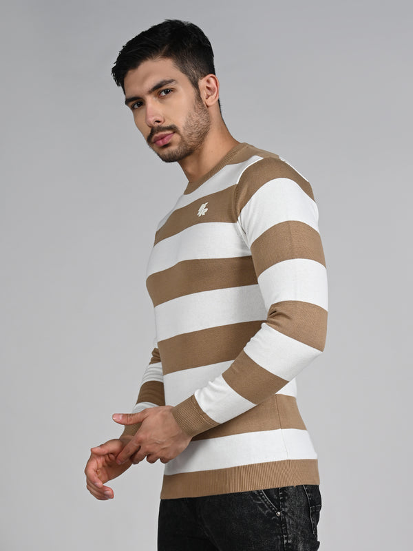 Killer Men Beige Striped Flat Knits