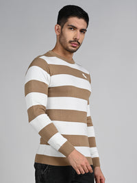 Killer Men Beige Striped Flat Knits