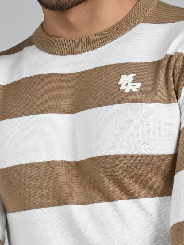 Killer Men Beige Striped Flat Knits