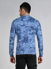 Killer Men Light Blue Printed Flat Knits