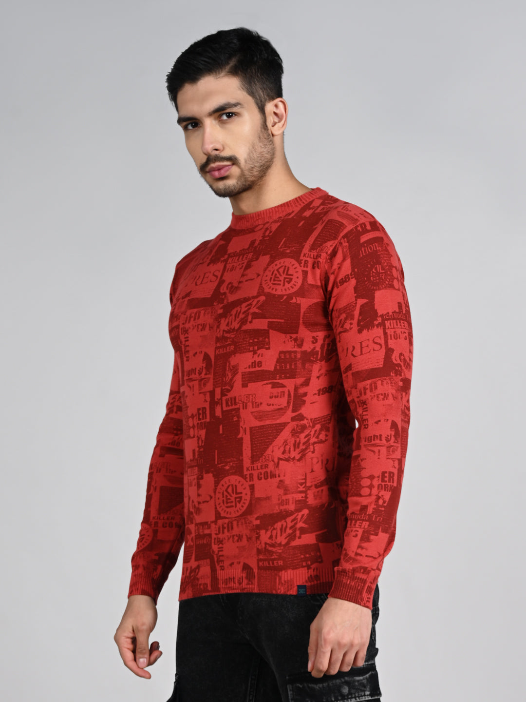 Killer Men Red Printed Flat Knits