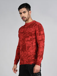 Killer Men Red Printed Flat Knits