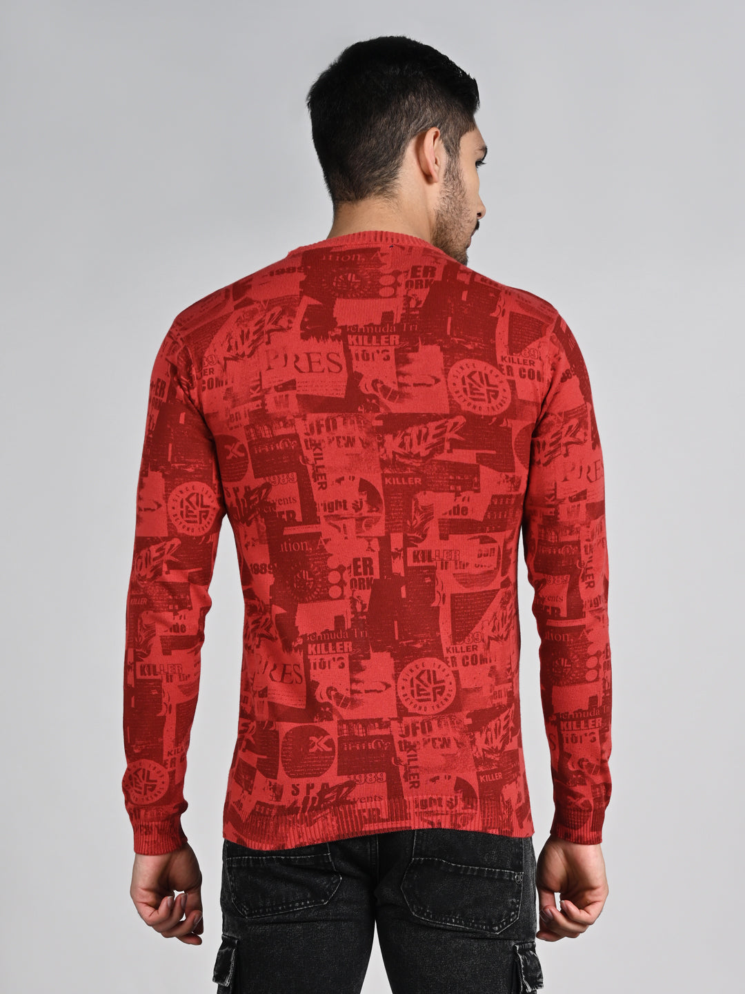 Killer Men Red Printed Flat Knits