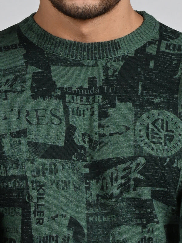 Killer Men Green Printed Flat Knits