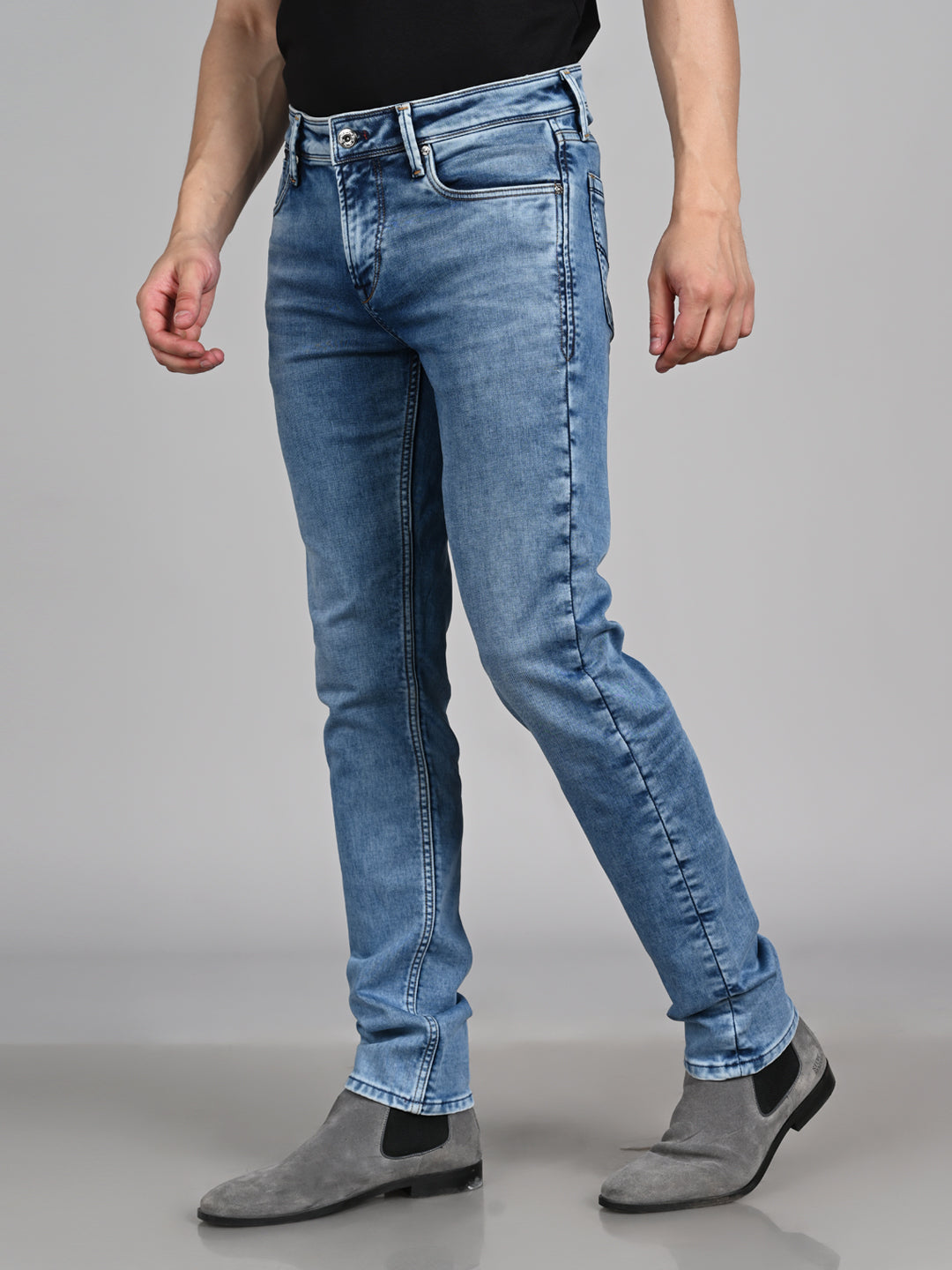 Killer Men Light Blue Solid Slim Fit Jeans