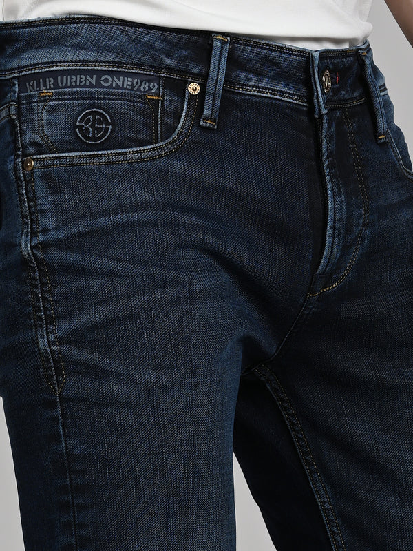 Killer Men Dark Blue Solid Slim Fit Jeans