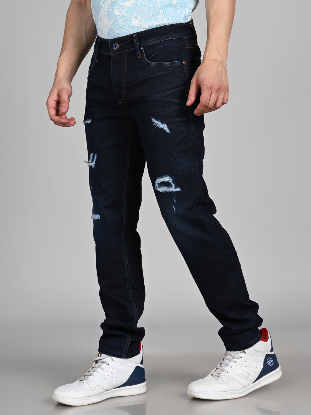 Killer Men Dark Blue Solid Slim Fit Jeans