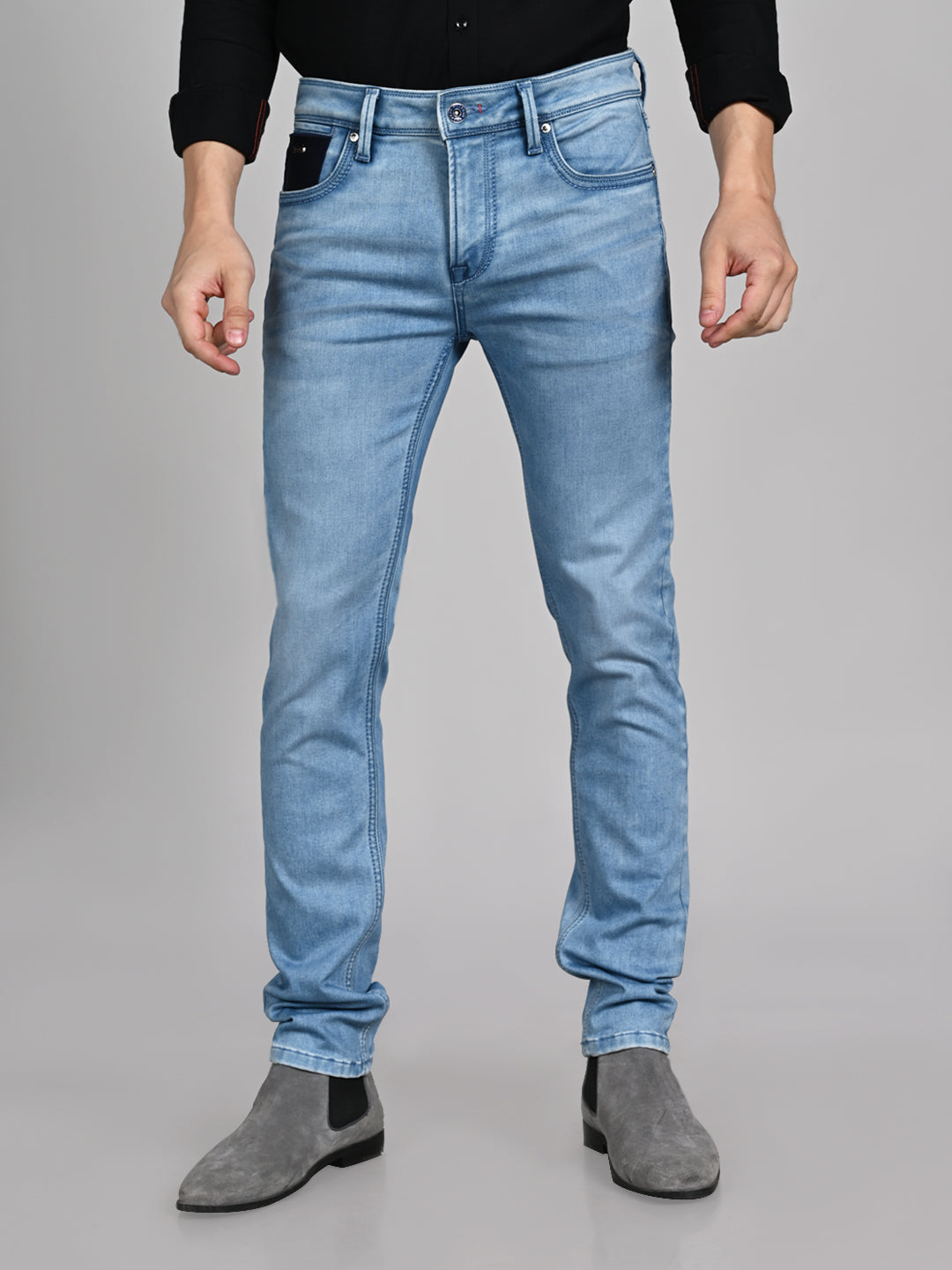 Killer Men Light Blue Solid Slim Fit Jeans