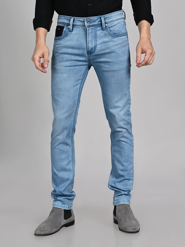 Killer Men Light Blue Solid Slim Fit Jeans