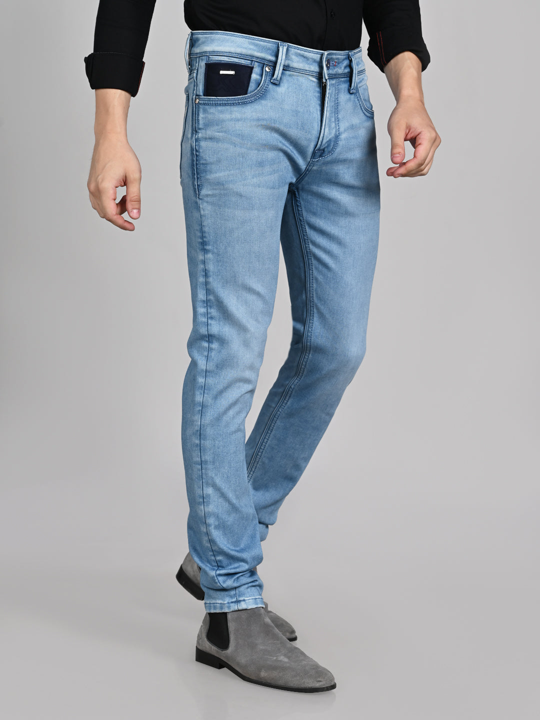 Killer Men Light Blue Solid Slim Fit Jeans
