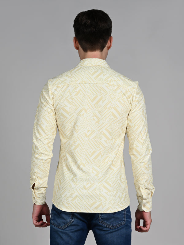 Killer Men Yellow Printed Slim Fit Shirts