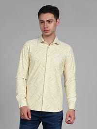 Killer Men Yellow Printed Slim Fit Shirts