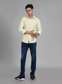 Killer Men Yellow Printed Slim Fit Shirts