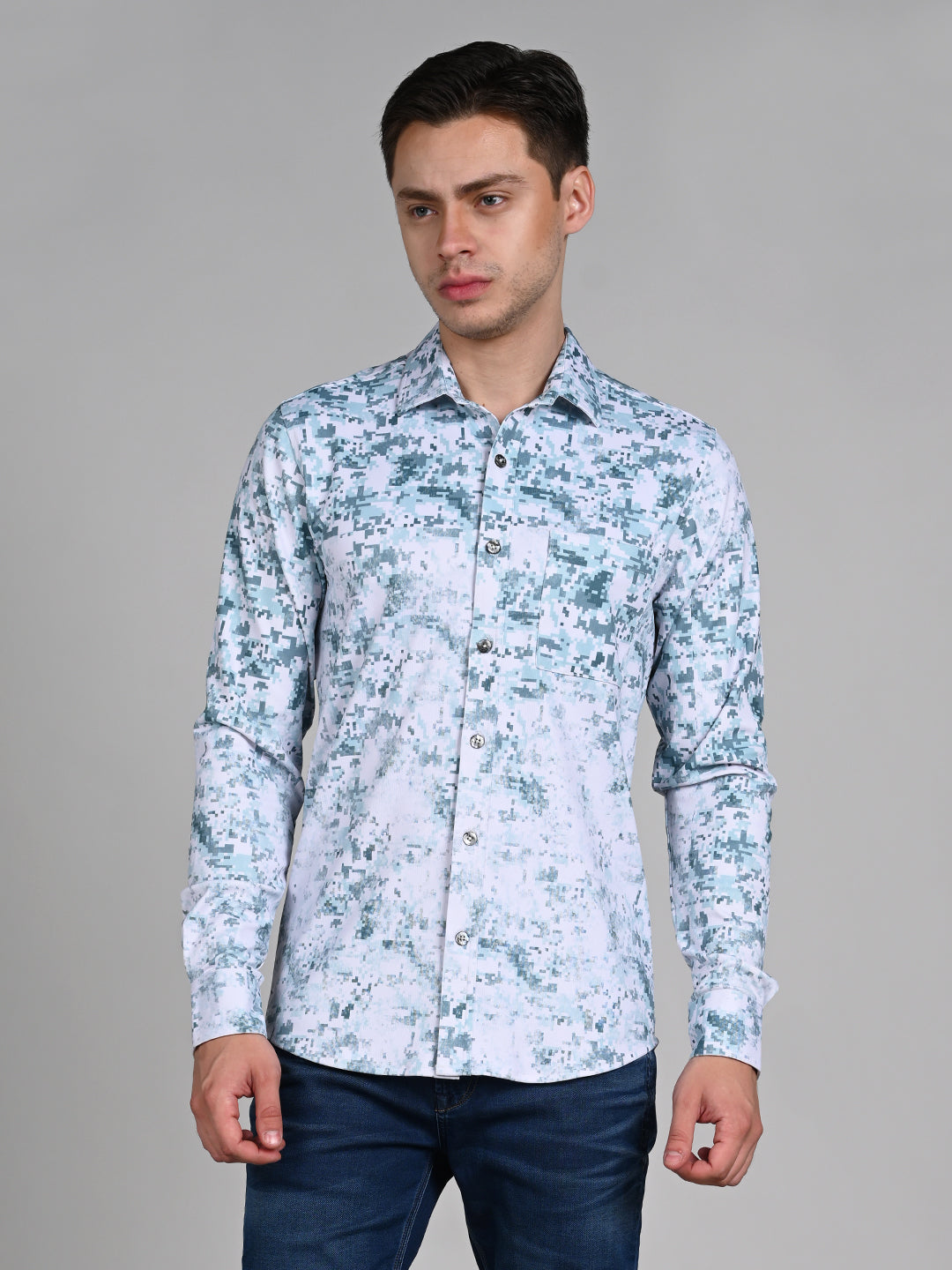 Killer Men Green Printed Slim Fit Shirts