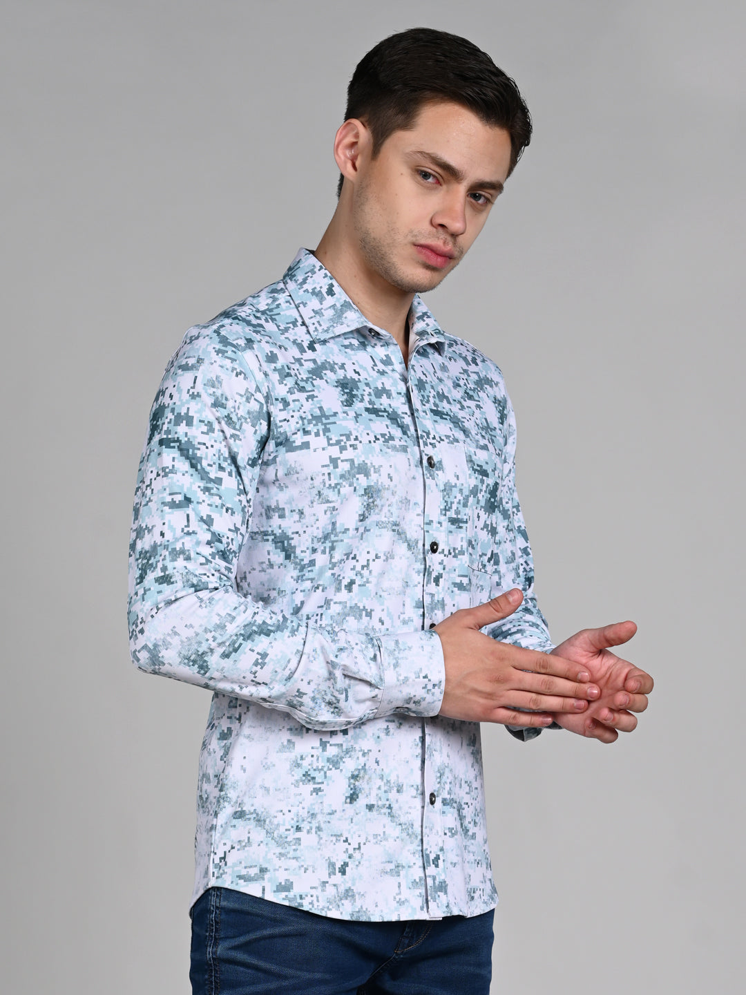 Killer Men Green Printed Slim Fit Shirts