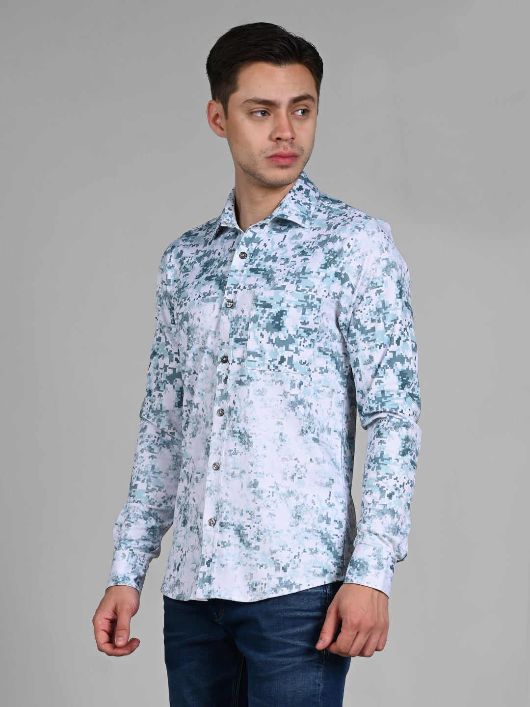 Killer Men Green Printed Slim Fit Shirts