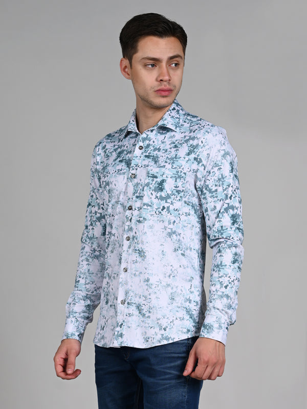 Killer Men Green Printed Slim Fit Shirts