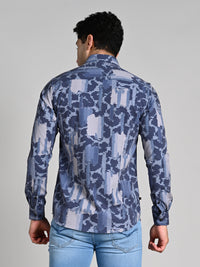 Full Sleeves Slim Fit Purple All over Abstract Camou Dobby Textured Print Shirt