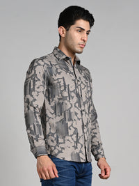 Killer Men Beige Printed Slim Fit Shirts