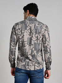 Killer Men Beige Printed Slim Fit Shirts