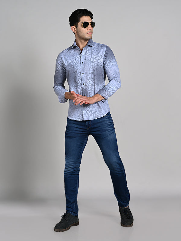 Killer Men Grey Printed Slim Fit Shirts