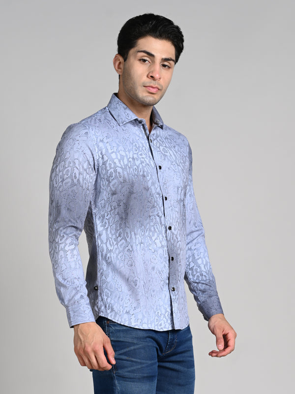 Killer Men Grey Printed Slim Fit Shirts