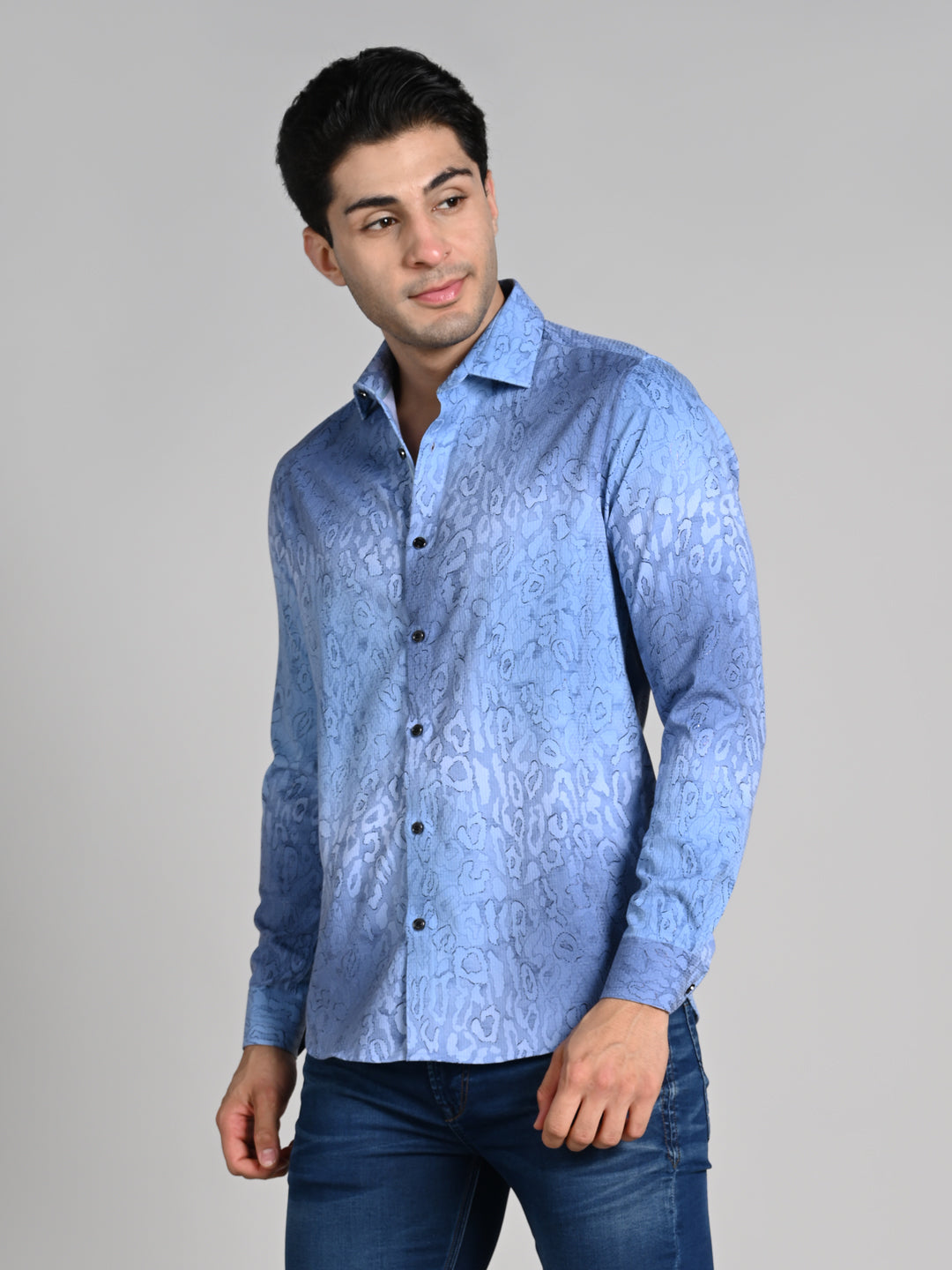 Killer Men Blue Printed Slim Fit Shirts