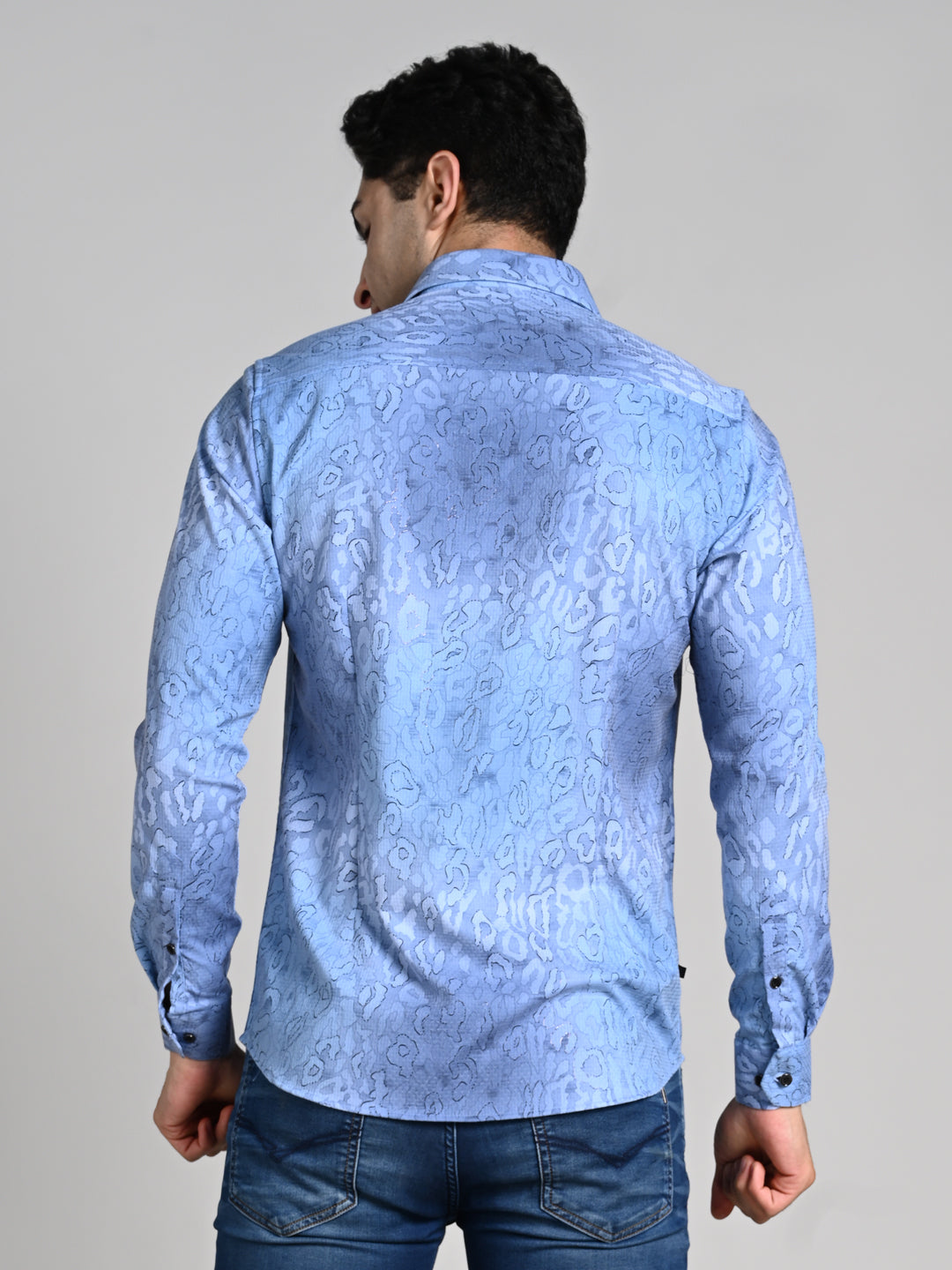Killer Men Blue Printed Slim Fit Shirts