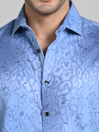 Killer Men Blue Printed Slim Fit Shirts