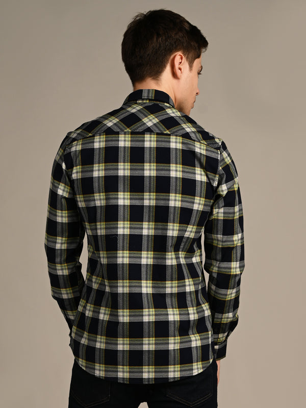 Killer Men Blue Checks Slim Fit Shirts