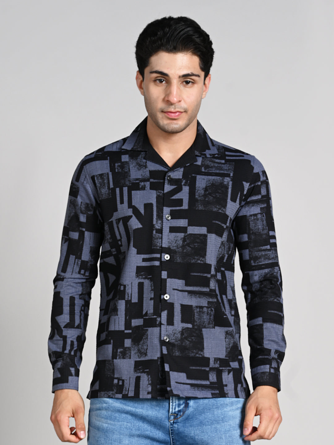 Killer Men Black Printed Straight Fit Shirts