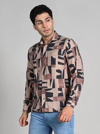 Killer Men Beige Printed Straight Fit Shirts