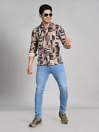 Killer Men Beige Printed Straight Fit Shirts