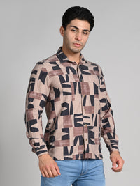 Killer Men Beige Printed Straight Fit Shirts