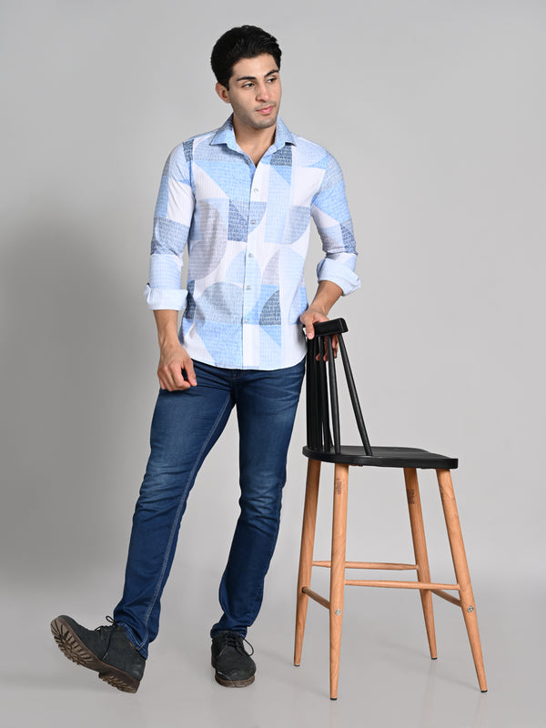 Killer Men Blue Printed Slim Fit Shirts